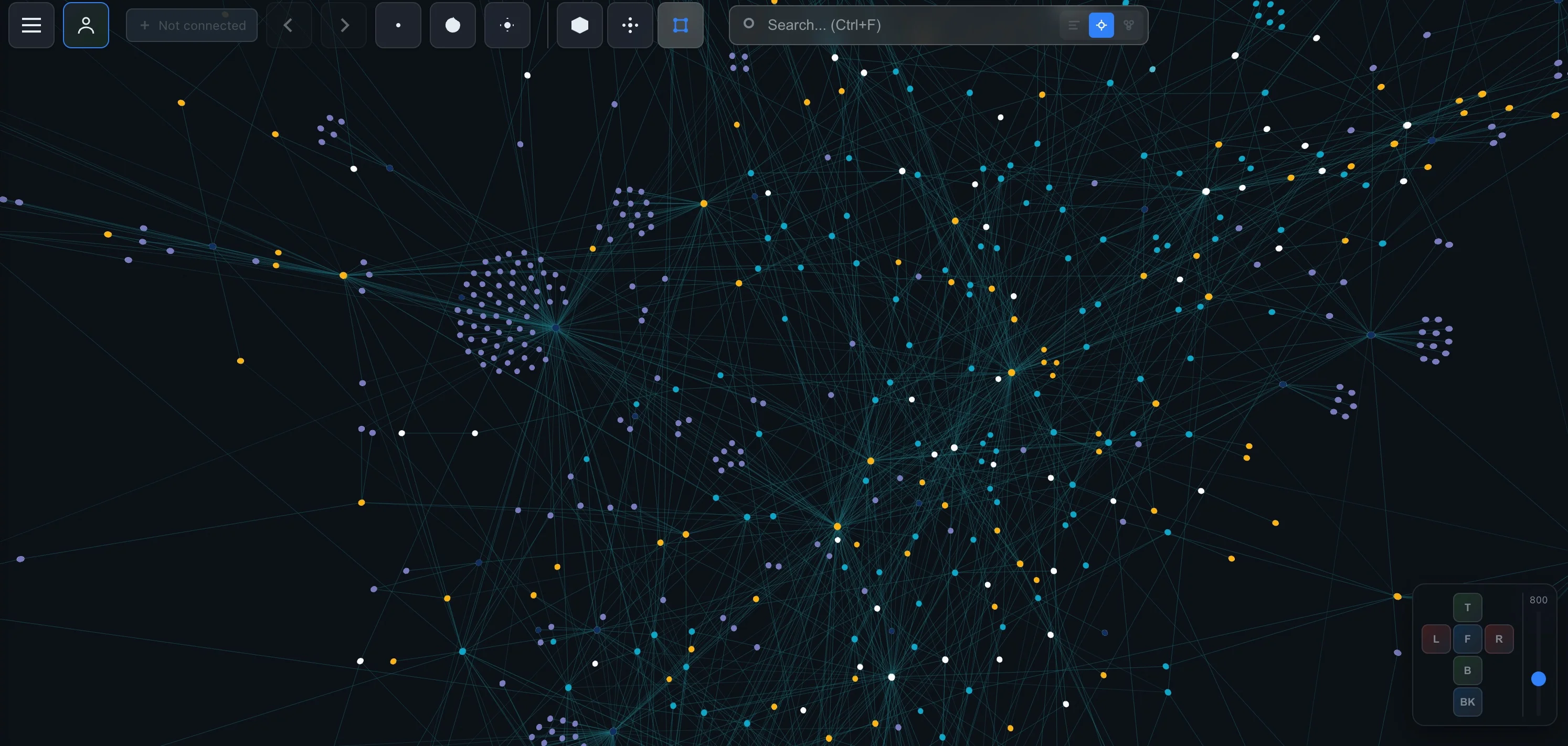 IVGraph dense knowledge graph top view with hundreds of interconnected nodes