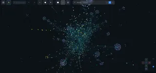 IVGraph 3D interactive knowledge graph overview with 1000+ nodes and multidimensional projection controls