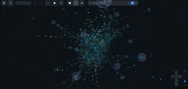 3D knowledge graph — interactive visualization of 1000+ Notion pages and their connections