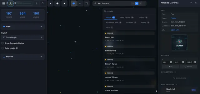 AI-powered search with categorized results