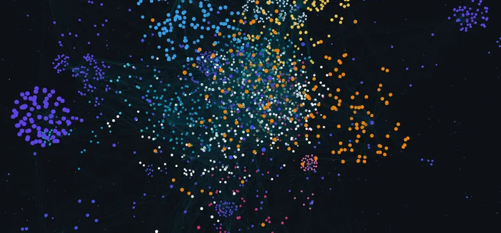A whole Notion workspace as one 3D graph in IVGraph, colored by database